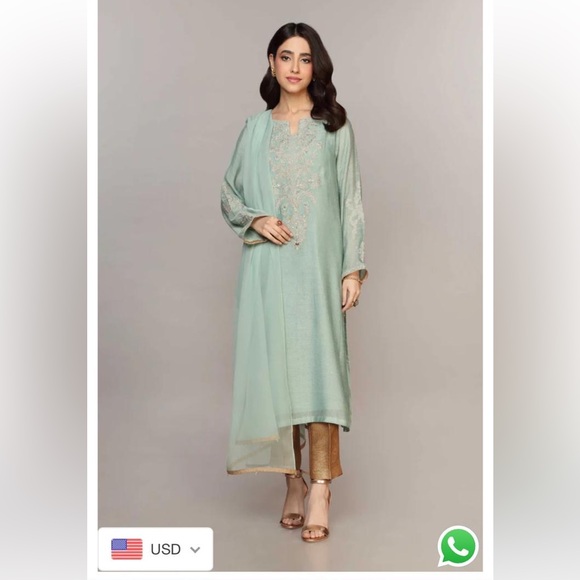 Chinyere Elegant Mint Green Embroidered Women's Dress - Picture 1 of 13